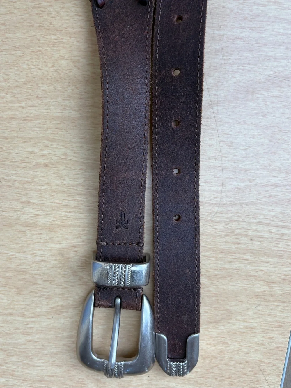 Frye Wm’s Whipstitch Edge Brown Leather Belt NWOT Sz S